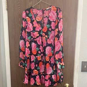 Francesca's Collections Floral Dress - Pink and Black